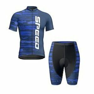 Férfi Keréspáros dzsörzé nadrággal Rövid ujjú Hegyi biciklizés Országúti biciklizés Kék Bicikli Spandex Sport Levél Szám Ruházat Lightinthebox kép