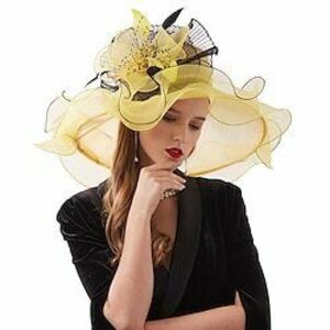 női kalapok fejpánt hajtű organza fascinator templomi kalap virágos tea party esküvői kalap Lightinthebox kép