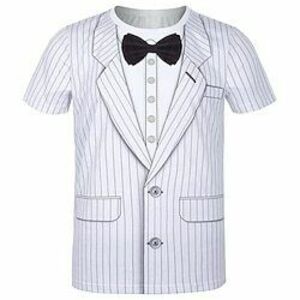 Férfi Tuxedo Jelmez Póló Rövid ujjú póló 3D nyomtatás Terített nyak Ing Túlzott Dizájn Parti Szabadság Klub Fehér Nyár Tavasz Ruházat S M L XL XXL XXXL Lightinthebox kép