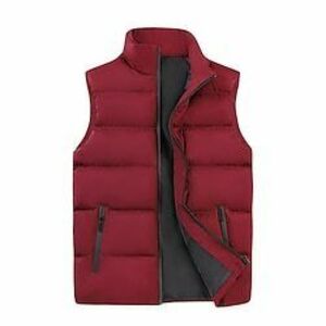 Férfi Puffer Vest Prsluk Gilet Steppelt mellény Napi Randi Vakáció Divat Alkalmi Ősz tél Gombok Zseb Poliészter Melegen tartani Kényelmes Sima Cipzár Állógallér Normál Fekete Burgundi vörös Lightinthebox kép