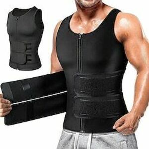 Férfi Kompressziós ingek Body Shaper Alakformáló ruha Aktív tank Terített nyak Ujjatlan Sport Szabadtéri Vakáció Alkalmi Alkalmi / Napi Tornaterem Puha Sima Fekete Sportruházat Divat Sport Lightinthebox kép