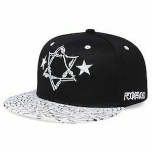 Férfi Snapback kalap Baseball sapka Szalmakalap Hip Hop sapka Fekete Fehér Pamut Állítható Divat Hétköznapi viselet Fesztivál Minta Alkalmi / Napi Lightinthebox kép