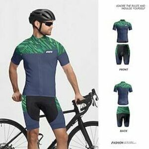 Férfi Keréspáros dzsörzé nadrággal Rövid ujjú Hegyi biciklizés Országúti biciklizés Tengerészkék Bicikli Spandex Sport Mértani Levél Szám Ruházat Lightinthebox kép