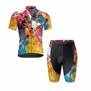 Férfi Keréspáros dzsörzé nadrággal Rövid ujjú Hegyi biciklizés Országúti biciklizés Sárga Krém Bíbor Falfirkálás Bicikli Spandex Sport Falfirkálás Ruházat Lightinthebox kép