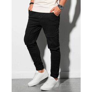 Ombre Clothing Trendi fekete jogger nadrág P886 kép