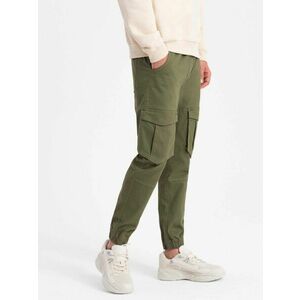 Ombre Clothing Trendi oliva zöld jogger nadrág P886 kép