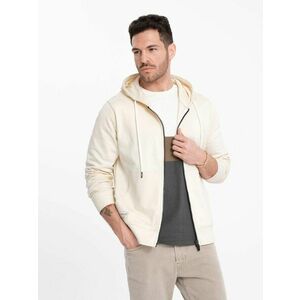 Ombre Clothing Krém színű sima cipzáros pulóver V11 SSBZ-0178 kép