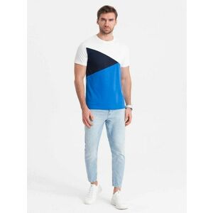 Ombre Clothing Stílusos fehér és kék póló V4 TSCT-0174 kép