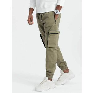 Ombre Clothing Időtlen oliva zöld jogger nadrág V1 PAJO-0135 kép