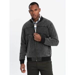 Ombre Clothing Fekete farmer bomber kabát C558 kép