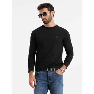 Ombre Clothing Divatos fekete hosszú ujjú póló logóval V1 LSBC-0124 kép