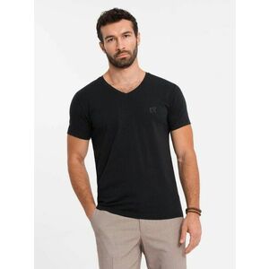 Ombre Clothing Egyedi fekete V-nyakú póló logóval V1 TSBC-0221 kép