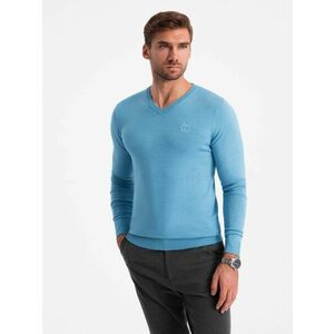 Ombre Clothing Klasszikus világoskék V-nyakú pulóver V21 SWBS-0107 kép