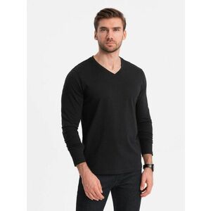 Ombre Clothing Fekete hosszú ujjú V-nyakú póló V6 LSBL-0108 kép