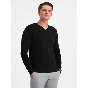 Ombre Clothing Klasszikus fekete V-nyakú pulóver V1 SWBS-0107 kép