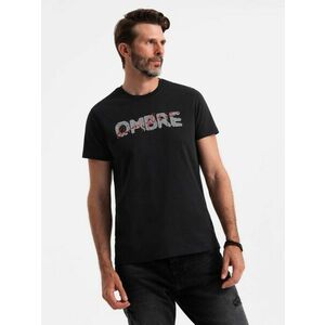 Ombre Clothing Trendi fekete pamut póló V2 felirattal TSPT-0211 kép