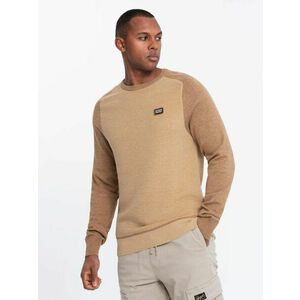 Ombre Clothing Érdekes barna mintás pulóver V4 SWSW-0121 kép