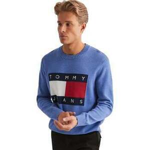 Pulóverek Tommy Jeans Knitted Flag Sweater Tempo Blue Melange kép