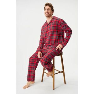 MEN-A Festive Red flanel pizsama, hosszú kép