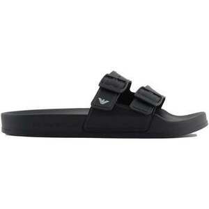 strandpapucsok Emporio Armani Beach Double Strap Slides Black/White kép