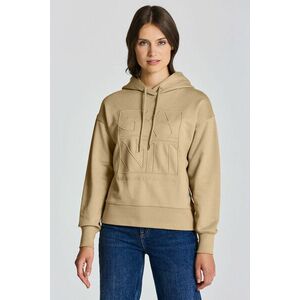 MELEGÍTŐ FELSŐ GANT D2. TONAL EMB QUADRAT HOODIE HAZELWOOD BEIGE kép