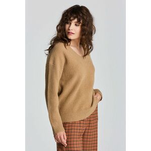 PULÓVER GANT D2. WOOL RIB V-NECK WARM KHAKI kép