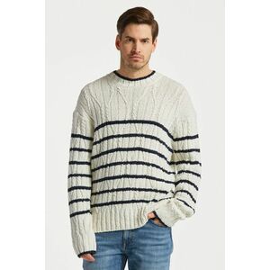 PULÓVER GANT STRIPED CABLE C-NECK CREAM3 kép