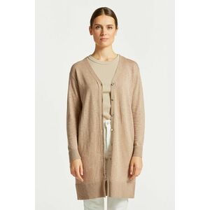 KARDIGÁN GANT LINEN-BLEND LONG V-NECK CARDIGAN HORN BEIGE kép