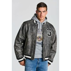 DZSEKI GANT D1. LEATHER GANT VARSITY JACKET GRAPHITE kép