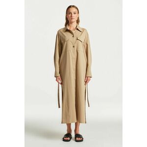 KABÁT GANT LONG OVERSHIRT COAT DARK KHAKI kép