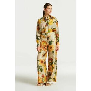 NADRÁG GANT SUNFLOWER PRINT SILK WIDE PANT CONCRETE BEIGE kép