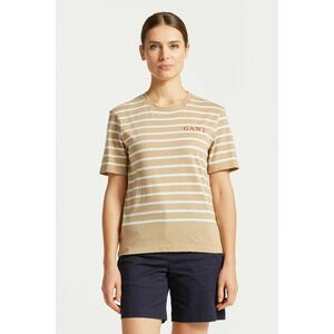 PÓLÓ GANT LOGO STRIPED SS T-SHIRT DARK KHAKI kép