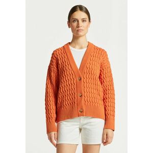 KARDIGÁN GANT COTTON TEXTURE V-NECK CARDIGAN PUMPKIN ORANGE kép