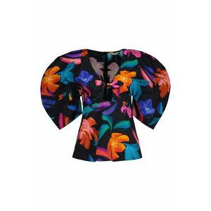 ING GANT FLORAL PRINT VOLUME SLEEVE BLOUSE EBONY BLACK kép