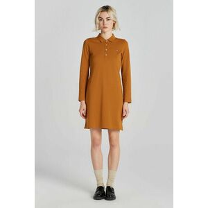 RUHA GANT SLIM SHIELD LS PIQUE DRESS CINNAMON BROWN kép