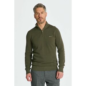 PULÓVER GANT COTTON PIQUE HALFZIP JUNIPER GREEN kép