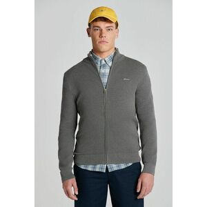 PULÓVER GANT COTTON PIQUE ZIP CARDIGAN DARK GREY MELANGE kép