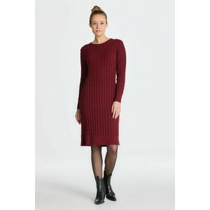 RUHA GANT STRETCH COTTON CABLE C-NECK DRESS PLUMPED RED kép