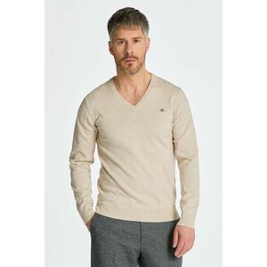 PULÓVER GANT CLASSIC COTTON V-NECK LIGHT BEIGE MELANGE kép