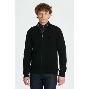 PULÓVER GANT COTTON PIQUE ZIP CARDIGAN BLACK kép