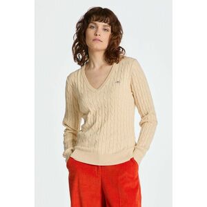 PULÓVER GANT STRETCH COTTON CABLE V-NECK LINEN kép