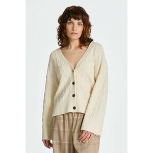 PULÓVER GANT HERRINGBONE V-NECK CARDIGAN CREAM kép