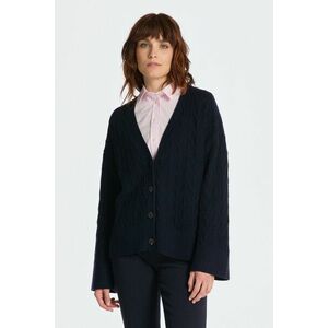 PULÓVER GANT HERRINGBONE V-NECK CARDIGAN EVENING BLUE kép