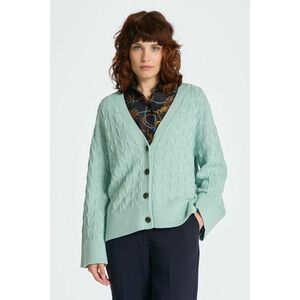 PULÓVER GANT HERRINGBONE V-NECK CARDIGAN IBIZA BLUE kép