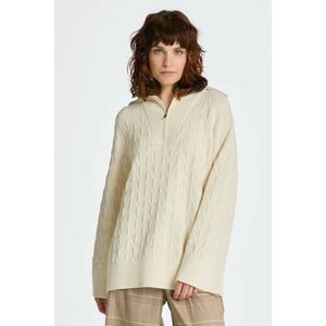 PULÓVER GANT HERRINGBONE HALF ZIP CREAM kép