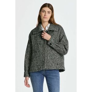 DZSEKI GANT PATTERN CROPPED WOOL JACKET CHARCOAL MELANGE kép