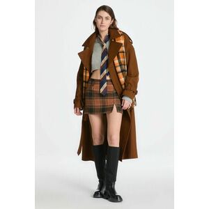 SZOKNYA GANT CHECKED WOOL MINI SKIRT CINNAMON BROWN kép