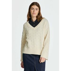 PULÓVER GANT HERRINGBONE V-NECK CREAM kép