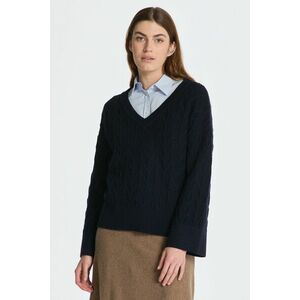 PULÓVER GANT HERRINGBONE V-NECK EVENING BLUE kép