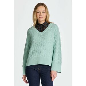 PULÓVER GANT HERRINGBONE V-NECK IBIZA BLUE kép